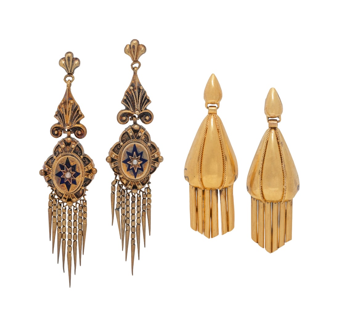 TWO PAIRS OF FRINGE EARRINGS (1 of 2)
