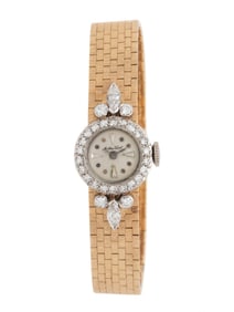 MATHEY TISSOT, YELLOW GOLD, PLATINUM, AND DIAMOND WATCH