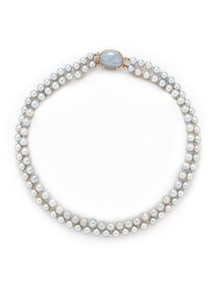 LAVENDER JADE AND GRAY PEARL NECKLACE