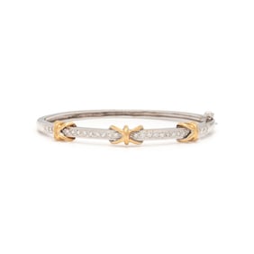 BICOLOR GOLD AND DIAMOND BANGLE BRACELET