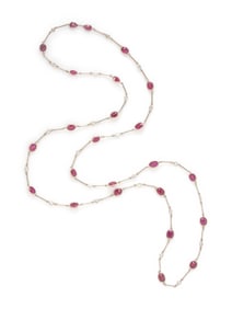 RUBY AND DIAMOND LONG CHAIN NECKLACE