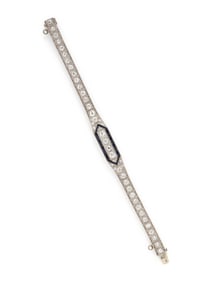 ART DECO, DIAMOND AND SYNTHETIC SAPPHIRE BRACELET