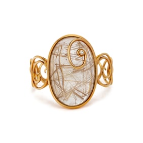 AMSTERDAM SAUER, RUTILATED QUARTZ, DIAMOND, AND YELLOW GOLD CUFF BRACELET
