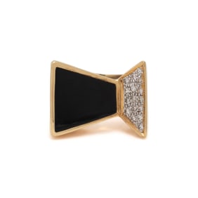MODERNIST, YELLOW GOLD, DIAMOND, AND BLACK ONYX RING