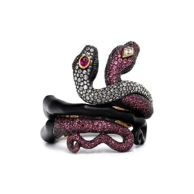 LOTUS ARTS DE VIVRE, MULTIGEM DOUBLE SNAKE BRACELET