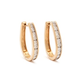 YELLOW AND DIAMOND HOOP EARRINGS