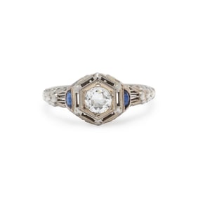 DIAMOND AND SYNTHETIC SAPPHIRE RING