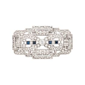 DIAMOND AND SAPPHIRE BROOCH
