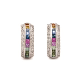 RAINBOW SAPPHIRE AND DIAMOND EARRINGS
