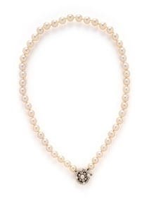 CULTURED PEARL AND DIAMOND NECKLACE