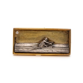 ANTIQUE, GOLD, SILVER, AND DIAMOND ROWING BROOCH