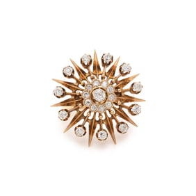YELLOW GOLD AND DIAMOND STARBURST RING