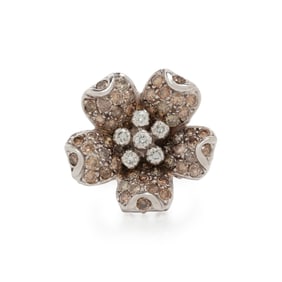 DIAMOND AND COLORED DIAMOND FLOWER RING