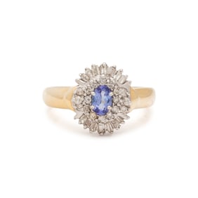 TANZANITE AND DIAMOND HALO RING