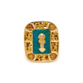 AZURMALACHITE AND YELLOW GOLD RING