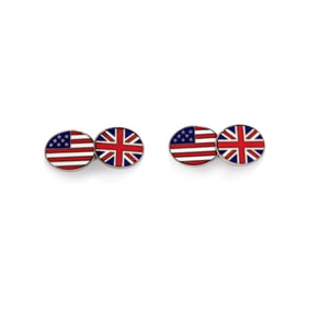 LONGMIRE, STERLING SILVER AND ENAMEL FLAG CUFFLINKS