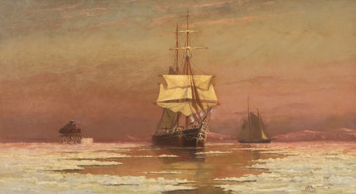 William Formby Halsall (American, 1841-1919) Ship in Boston Harbor Near Narrows (Bug) Light, 1881