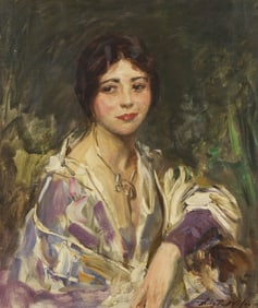Irving Ramsey Wiles (American, 1861-1948) Woman in Purple and White
