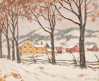 Guy Carleton Wiggins (American, 1883-1962) Farm in Winter, Kent, Connecticut