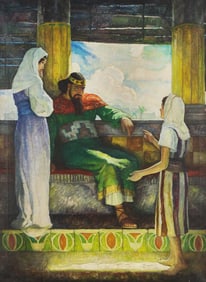 N. C. Wyeth  (American, 1882-1945) In Naaman's House (from Children of the Bible), 1929
