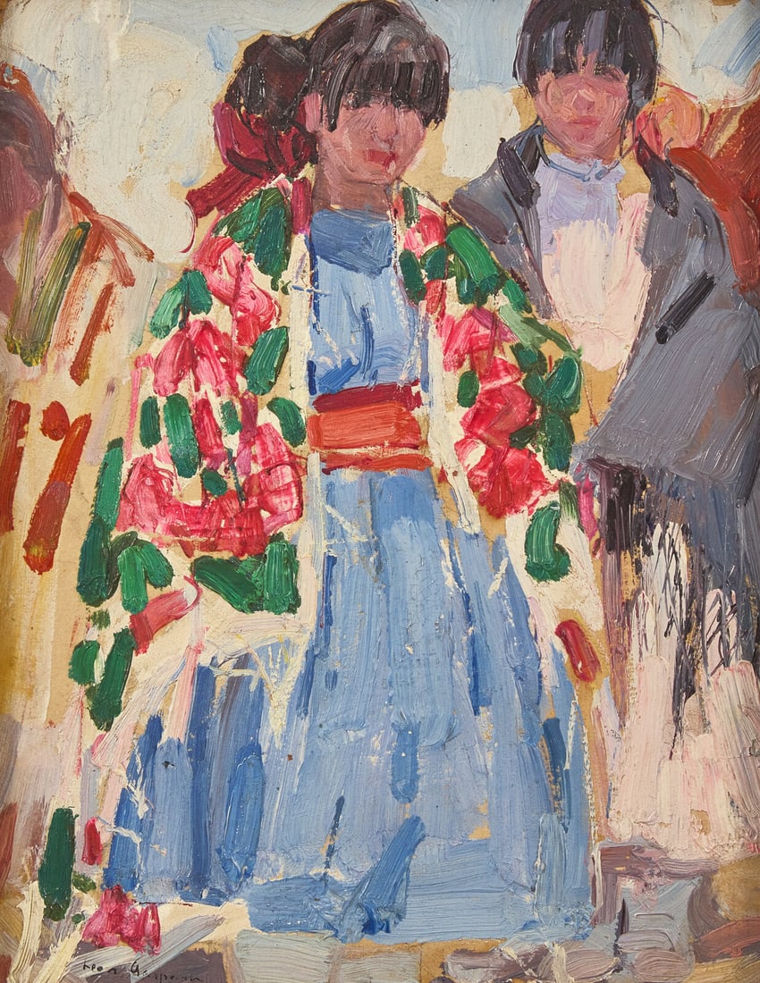 Leon Schulman Gaspard (American/Russian, 1882-1964) Two Taos Pueblo Women, 1917 (1 of 3)