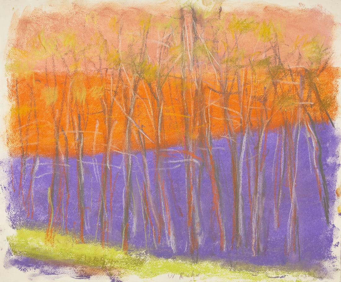 Wolf Kahn (American/German, 1927-2020) Purple Lozenge, 2009: Wolf Kahn (American/German, 1927-2020) Purple Lozenge, 2009 pastel on paper signed W Kahn (lower center) 17 1/2 x 21 in. Property from the Serr and Shannon Collection, Warehouse Art Museum Provenance: