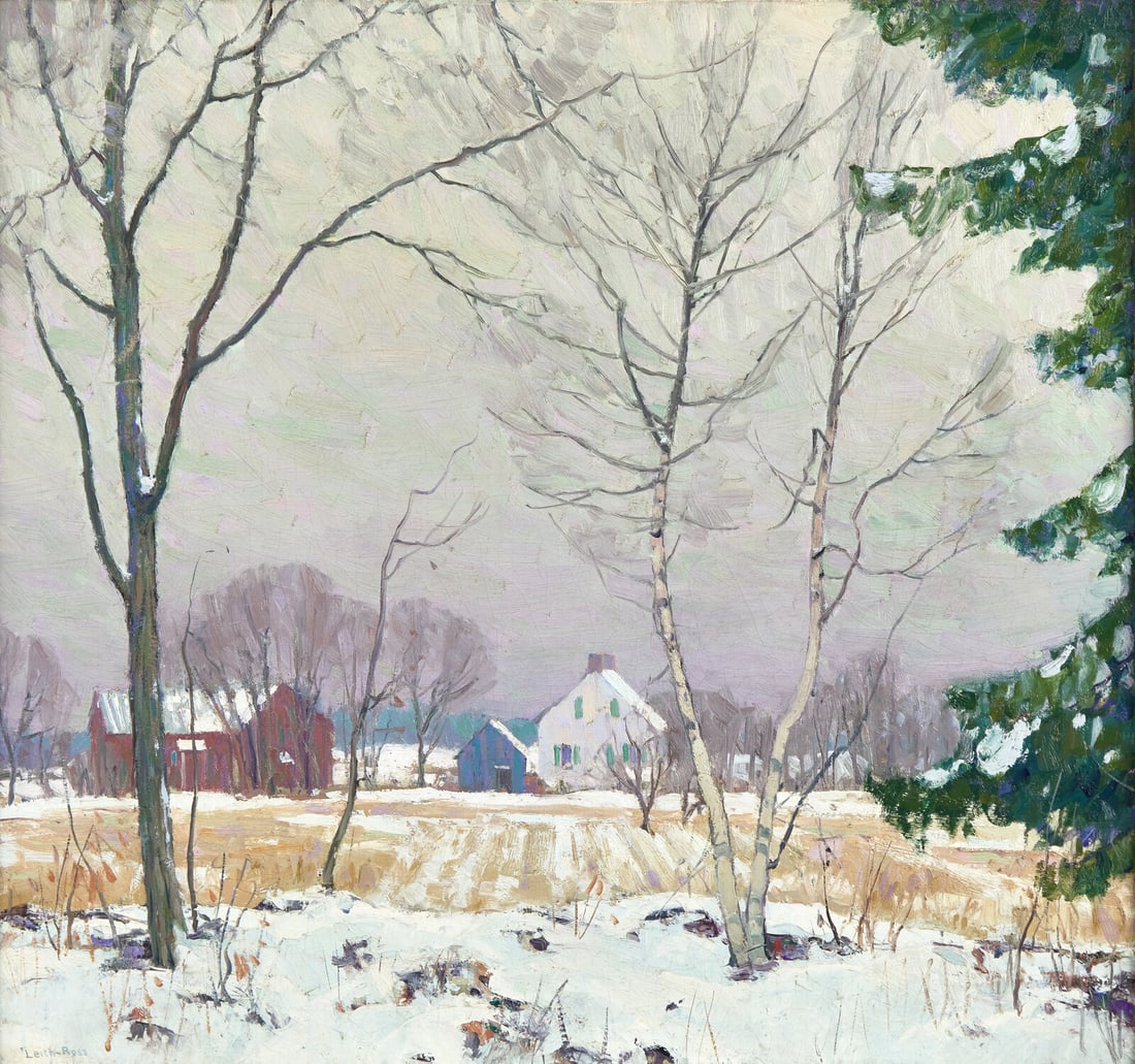 Harry Leith-Ross (American, 1886-1973) The Fredenburgh Farm, c. 1917: Harry Leith-Ross (American, 1886-1973) The Fredenburgh Farm, c. 1917 oil on canvas signed Leith-Ross (lower left); also signed and titled (on canvas overhang) 32 x 34 in. Provenance: Private Collectio