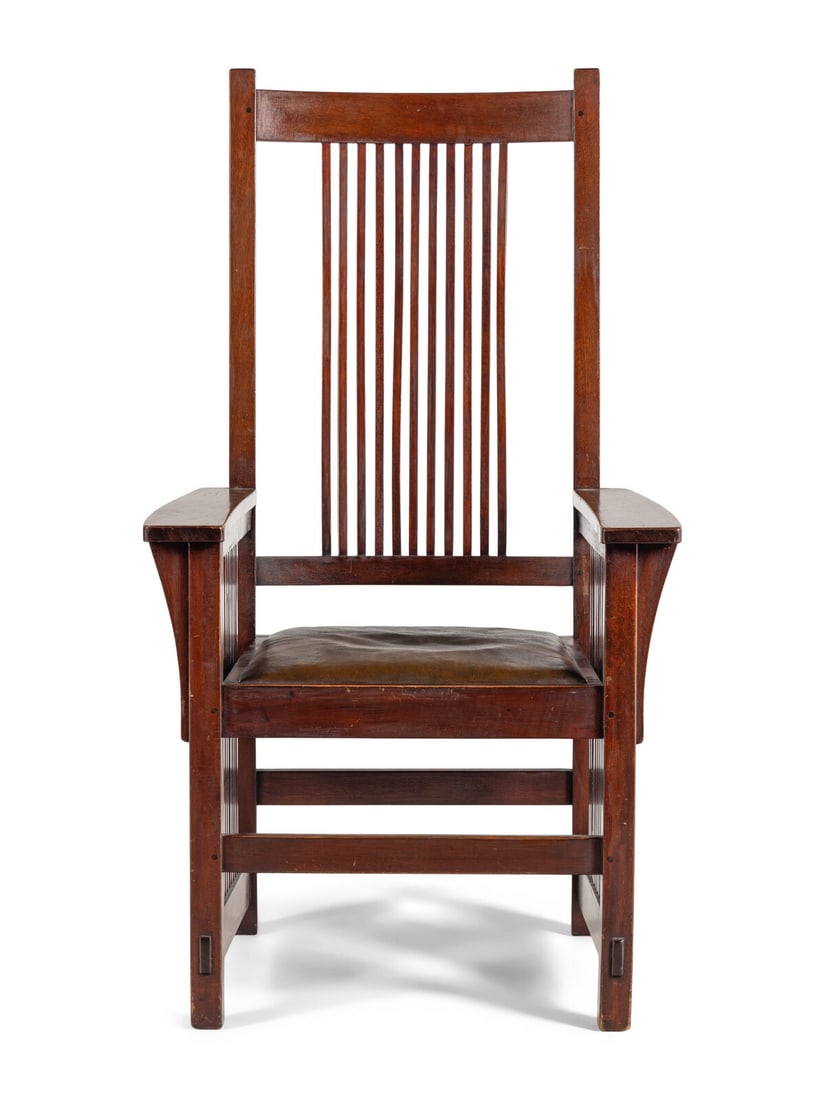 Gustav Stickley, Early 20th Century, Spindle Arm Chair, model 376 (1 of 9)
