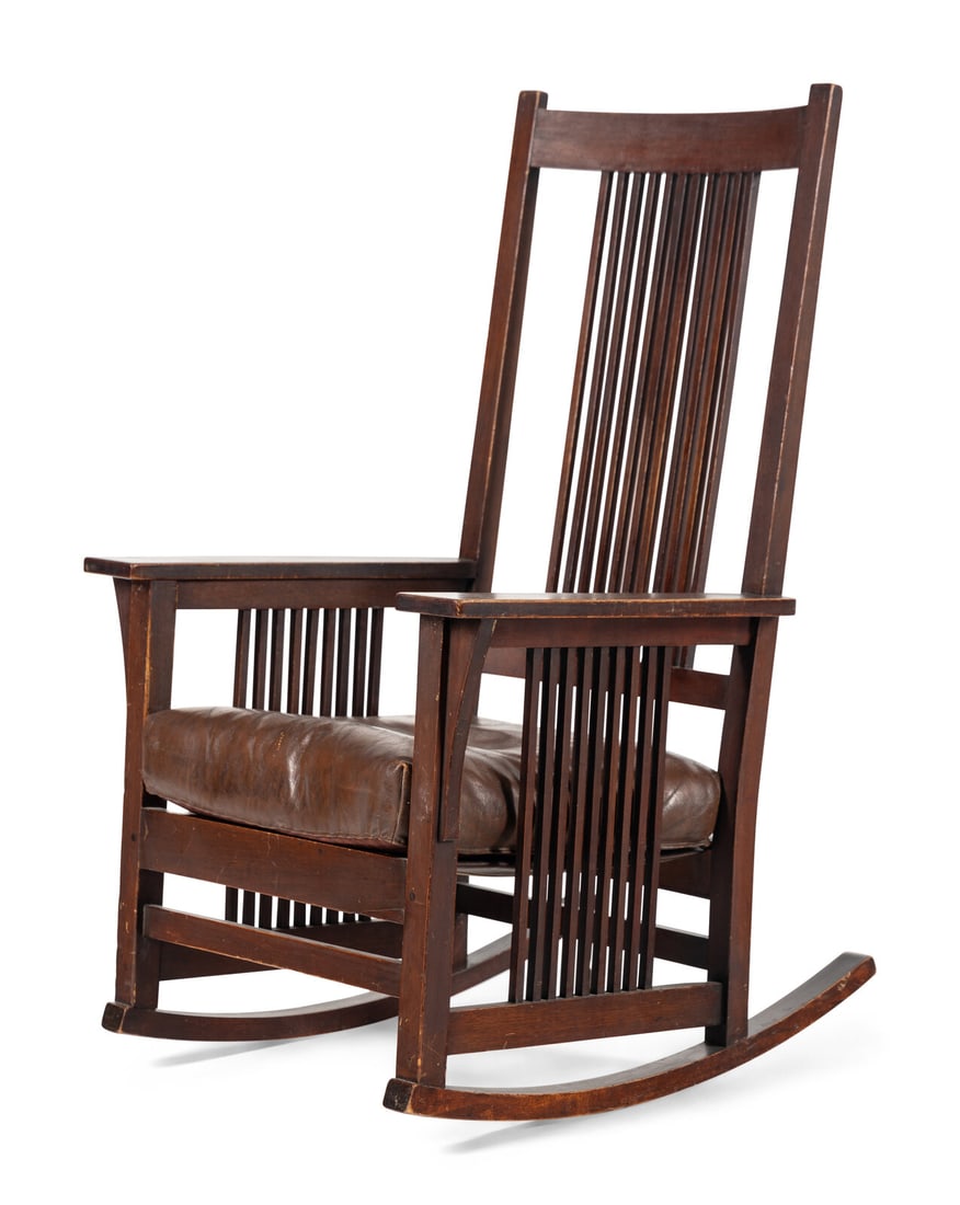 A Stickley Style Oak Rocking Arm Chair (1 of 8)