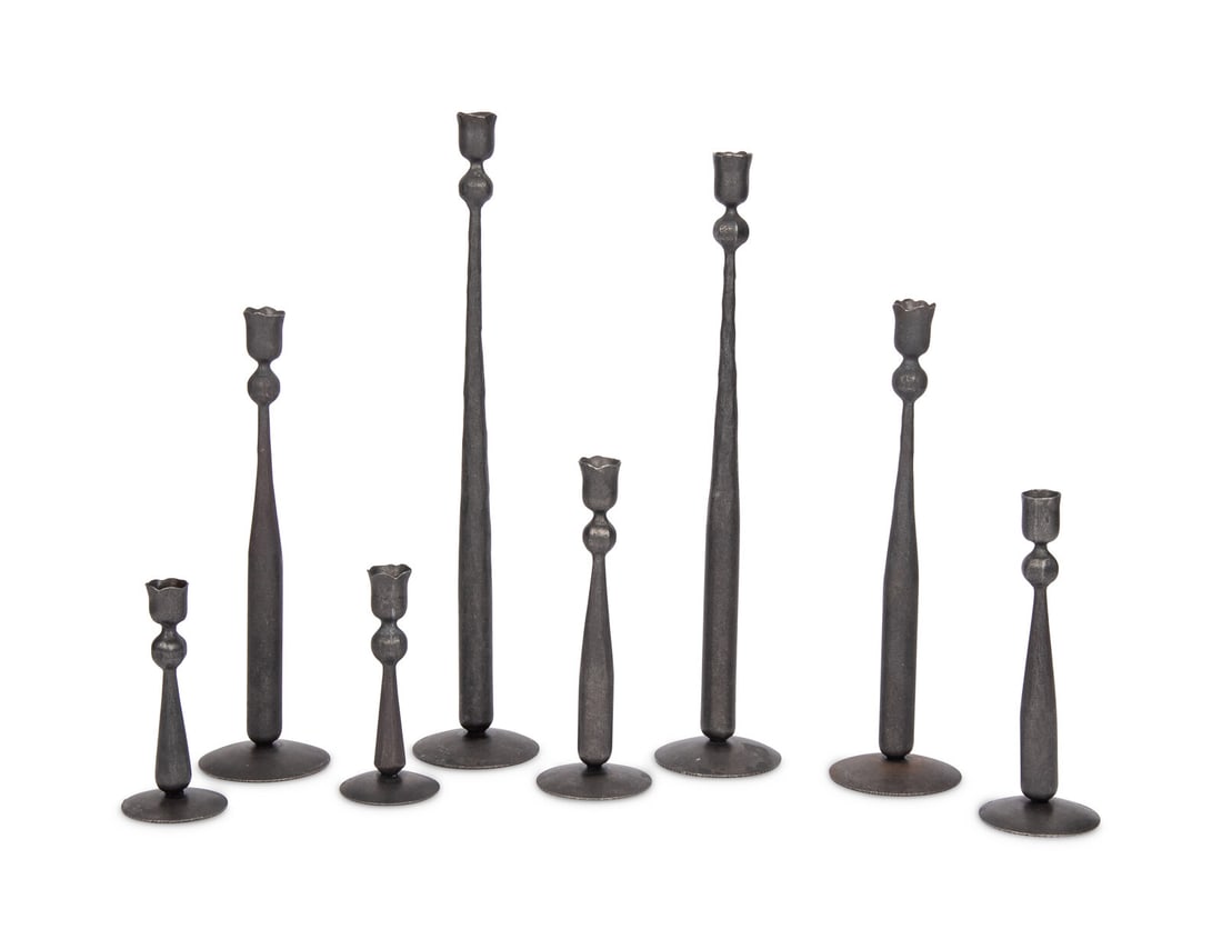 A Set of Eight Wrought Iron Candlesticks (1 of 9)