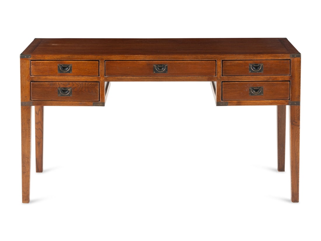 An Arts and Crafts Style  Brass-Mounted Oak Desk (1 of 8)