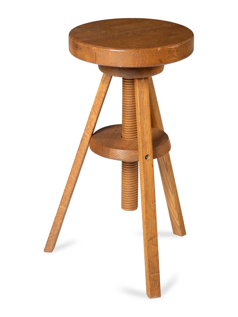 An Oak Adjustable-Height Swivel Stool (1 of 8)