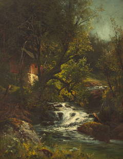 Charles Weber (American/German, 1850-1921) The Stream: Charles Weber (American/German, 1850-1921) The Stream oil on canvas signed Ch Weber and dated indistinctly (lower right) 22 1/4 x 17 3/4 in. This lot is located in Philadelphia. Provenance: 