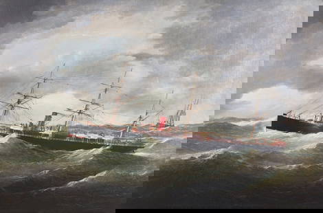 James Edward Buttersworth (American, 1817-1894) The British Cunard Steamer 'Gallia,' c. 1880s: James Edward Buttersworth (American, 1817-1894) The British Cunard Steamer 'Gallia,' c. 1880s oil on canvas signed with monogram and dated illegibly (lower right) 24 x 36 in. This lot is located in Ph