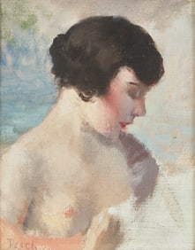 Frank H. Desch (American, 1873-1934) Portrait of a Woman in Profile, Looking Down