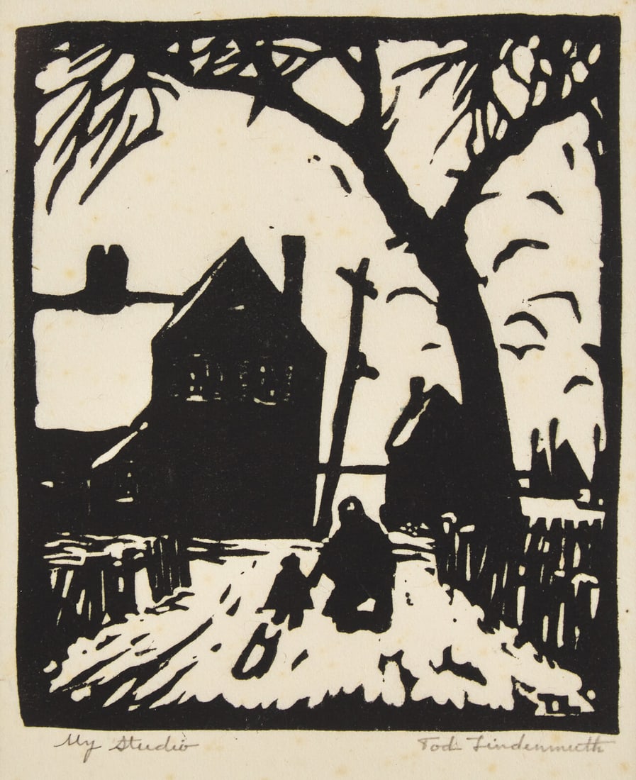 Tod Lindenmuth (American, 1885-1976) My Studio: Tod Lindenmuth (American, 1885-1976) My Studio linocut signed Tod Lindenmuth (lower right) image size: 6 x 5 in. Property from the Family Collection of Dr. Percival Eaton, Jr., Provincetown, Massachus