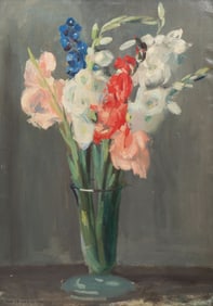 Ugo Celada da Virgilio (Italian, 1885-1995) Still Life with Gladioli and Delphinium