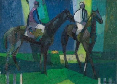 Camille Hillaire (French, 1916-2004) Jockeys on Horseback