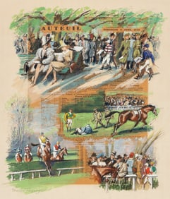 Maurice Taquoy (French, 1878-1952) Courses ?à Auteuil, Dimanche 8 Avril, 1945