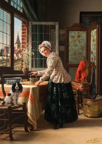 Jean-Daniel Stevens (19th Century) Girl Ironing