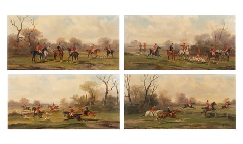 Robert Stone (British, 1820-1870) Fox Hunting (four paintings)