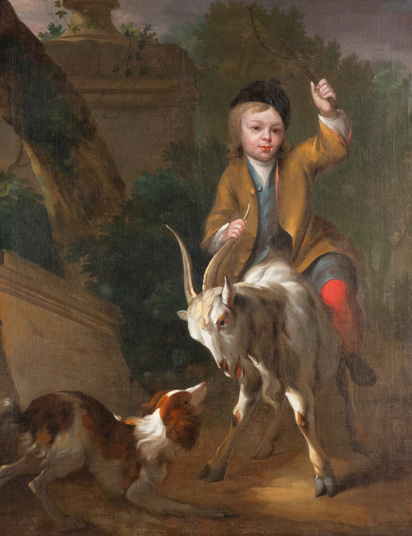 Follower of Philip Mercier (German, 1689-1760) Boy Astride a Goat (1 of 3)