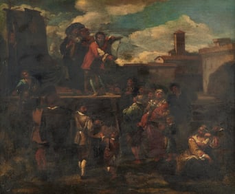 Manner of Dirk Helmbreker (Dutch, 1633-1696) The Charlatan in The Market