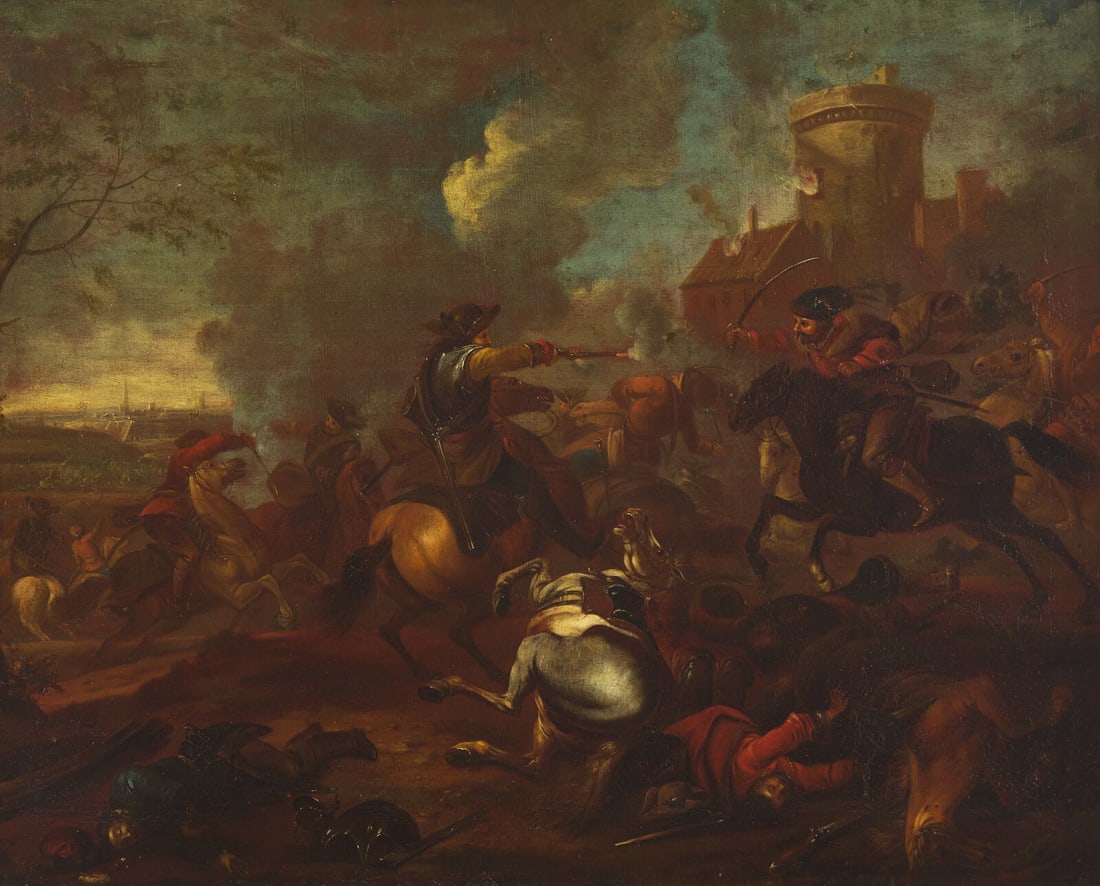 Follower of August Querfurt  (German, 1696-1761) Battle Scene (1 of 3)