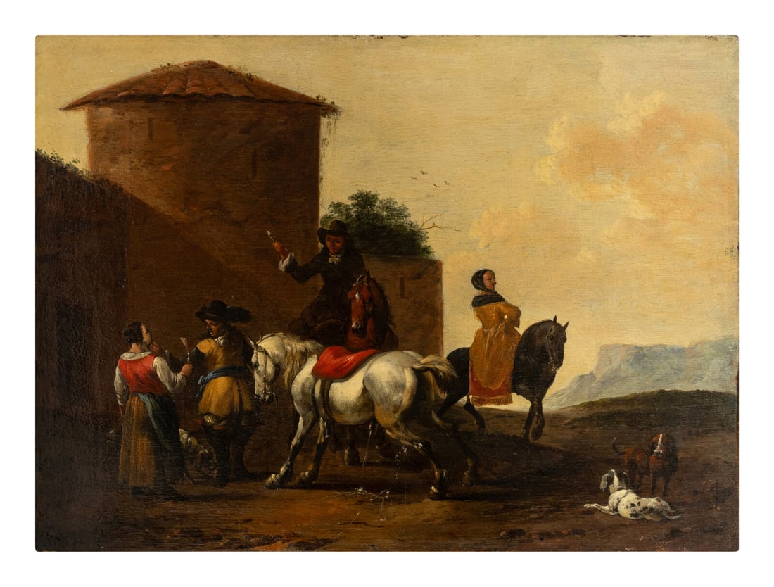 Simon Johannes van Douw (Flemish, 1630-1677) Travelers at a Rest Stop (1 of 3)