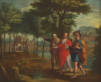 Northern European School, 17th Century, Christ on the Road to Emmaus