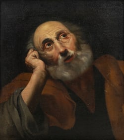 After Jusepe de Ribera (Spanish, 1591-1652) Saint Peter Pensive