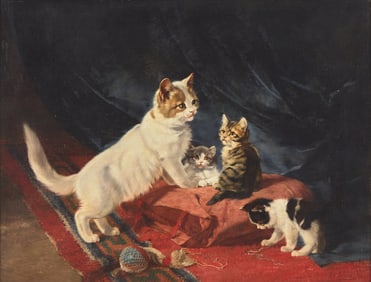 Julius Adam the Younger (German, 1852-1913) A Mother and Her Kittens