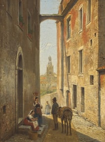 Jacques François Carabain (Belgian, 1834-1933) Street Scene of San Remo, c. 1890 -1891