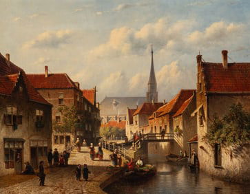 Pieter Gerardus Vertin (Dutch, 1819-1893) View of a Dutch Town, 1890